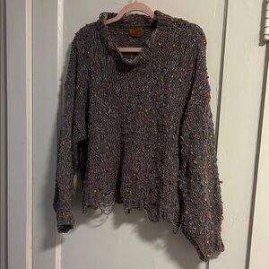 Cozy Multicolor Distressed Knit Sweater